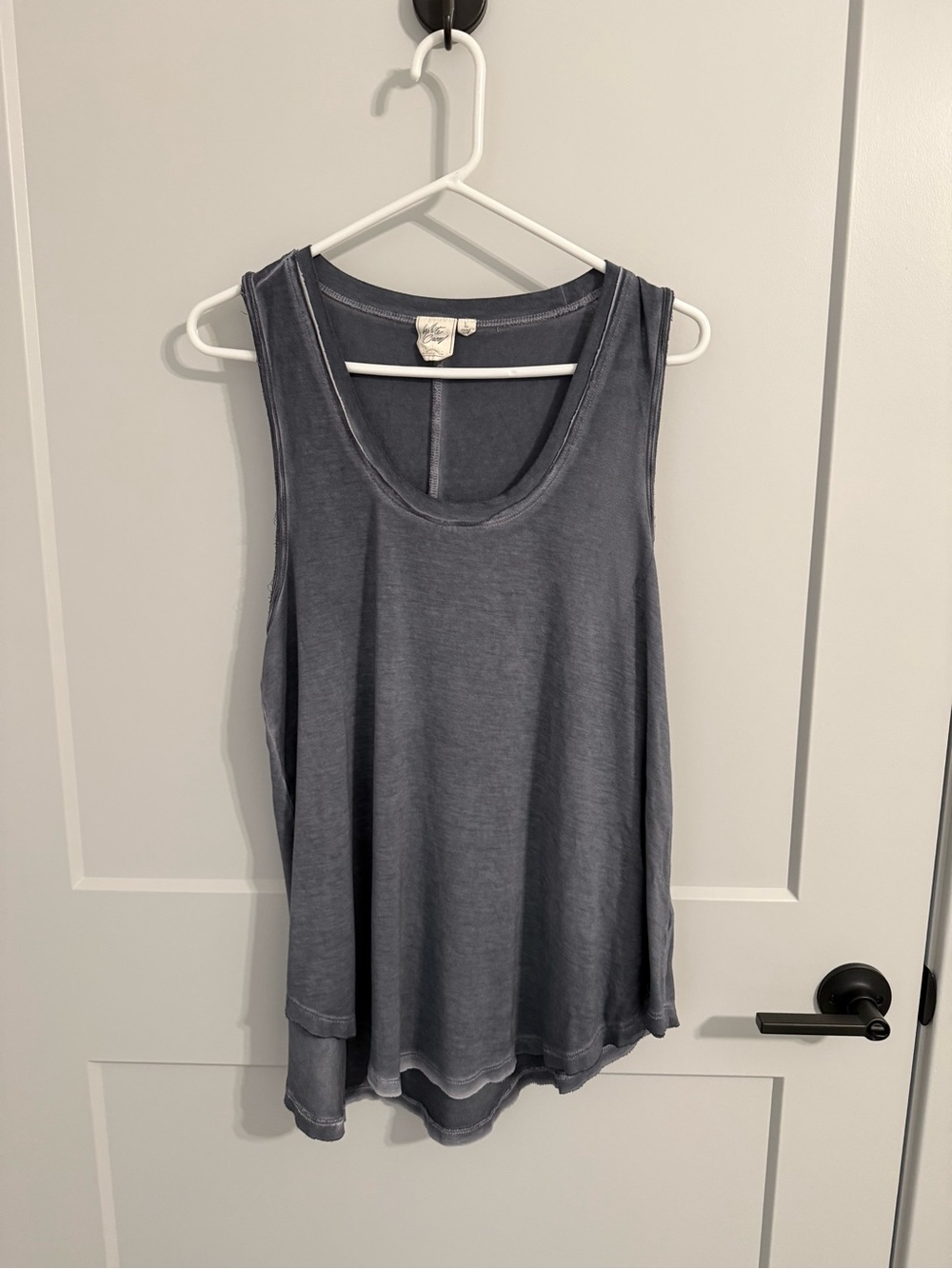 White Crow Slate Blue Gray Racerback Swing Tank Top Large Soft Boho